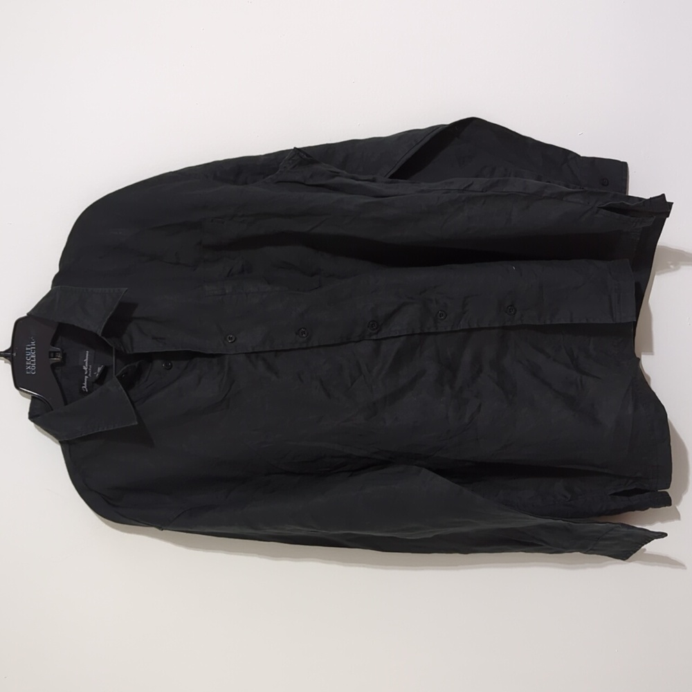 Johnny Handsome 100% black linen shirt size Large long sleeve